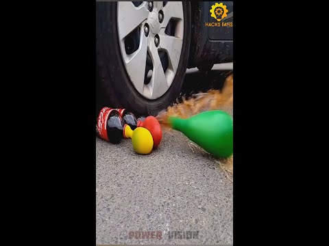Experiment: Mentos Balloons VS Coca Cola Bottles Under Car Tire | KEEP EYE