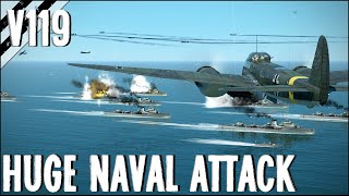 Huge Naval Attack & Airplane Crashes! V119 | IL-2 Sturmovik Flight Sim Crashes