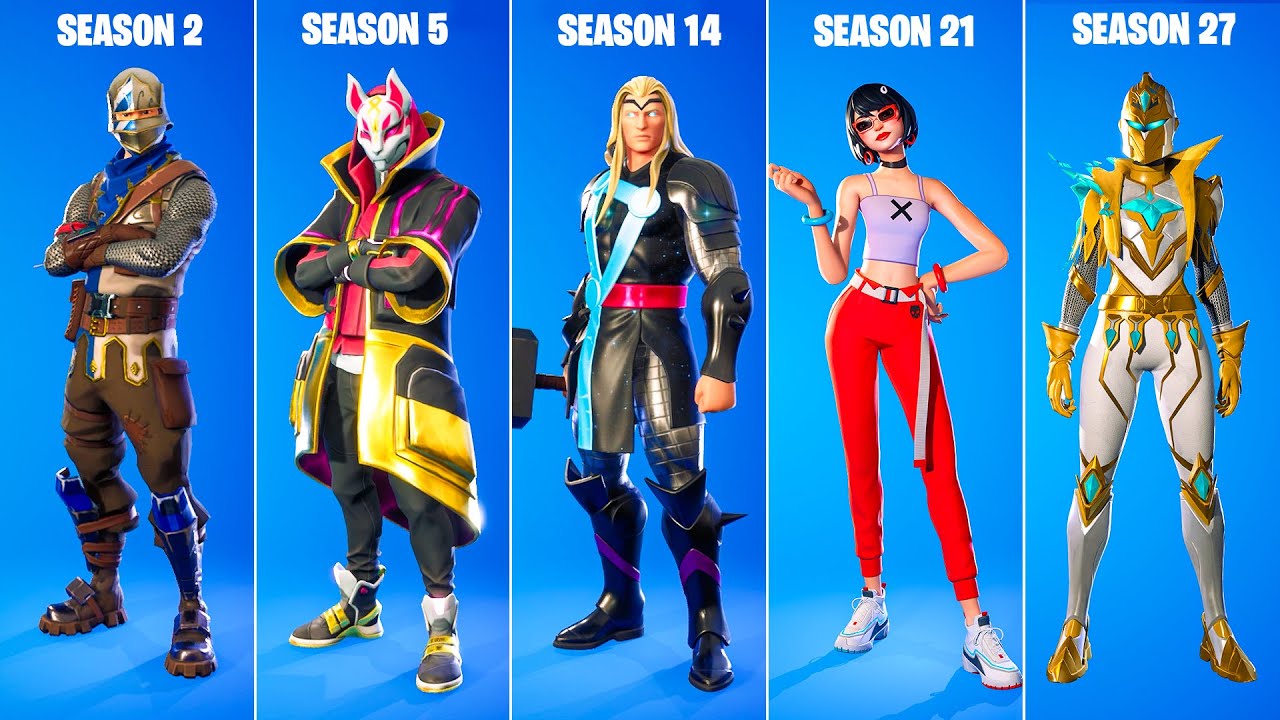 Evolution of Fortnite Tier 1 Battle Pass Skins (Chapter 1 Season 1 -  Chapter 4 Season OG) 