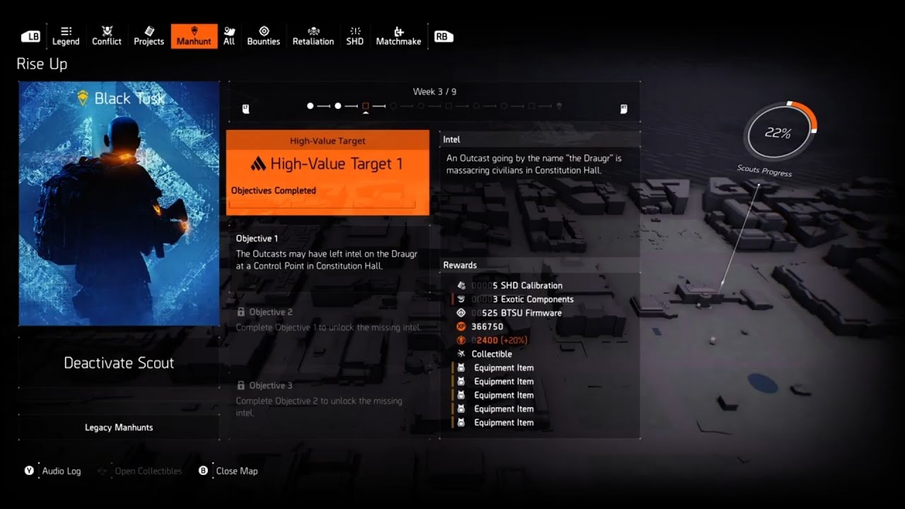 THE DIVISION 2 • MANHUNT SCOUT 3 • WEEK 3 OF 9 •HIGH VALUE TARGET 1 ...