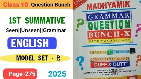 Class 10 english first Summative Duff and Dutt question bunch model Set 2 page 275