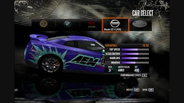 Need for speed SHIFT menus and some cars demo