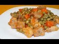 Зелёный горошек тушёный с мясом. Очень вкусное блюдо!