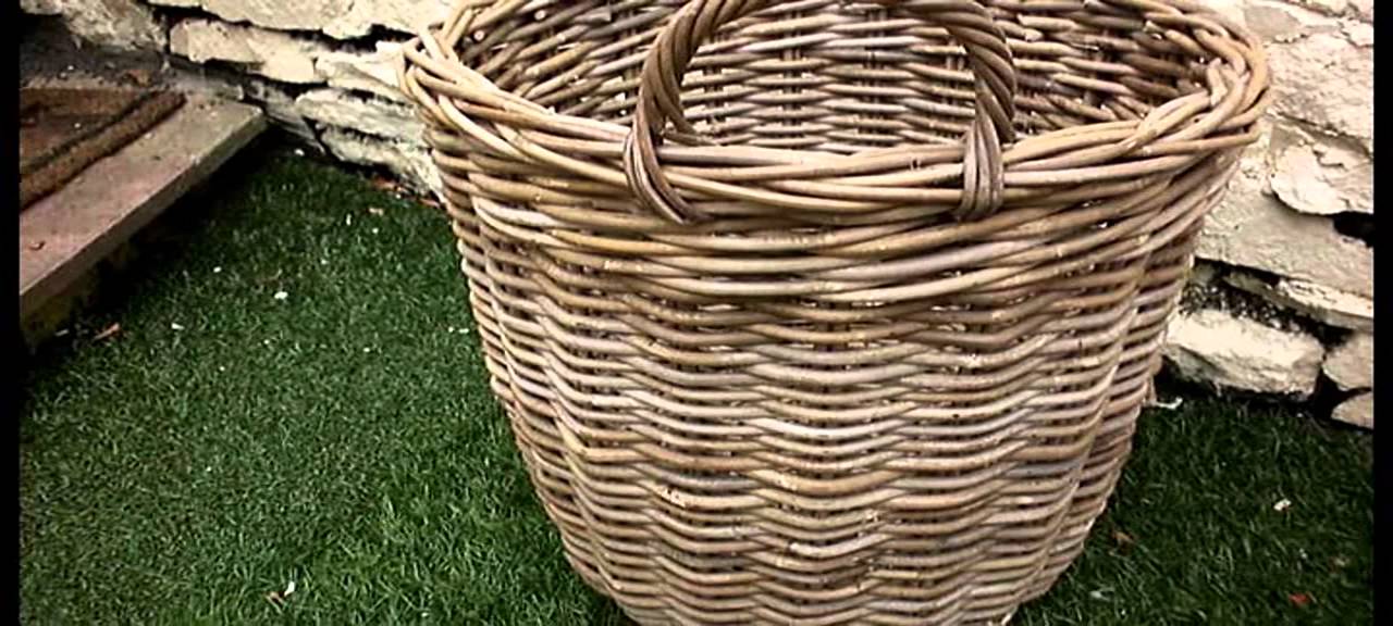 HUGE VINTAGE CANE WICKER WILLOW RUSTIC LOG BASKET,DOG FIRE BASKET,LOG BURNER,FIRE GRATE