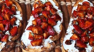 Strawberry Goat Cheese Bruschetta - Grilled Bruschetta with Balsamic Strawberries & Goat Cheese