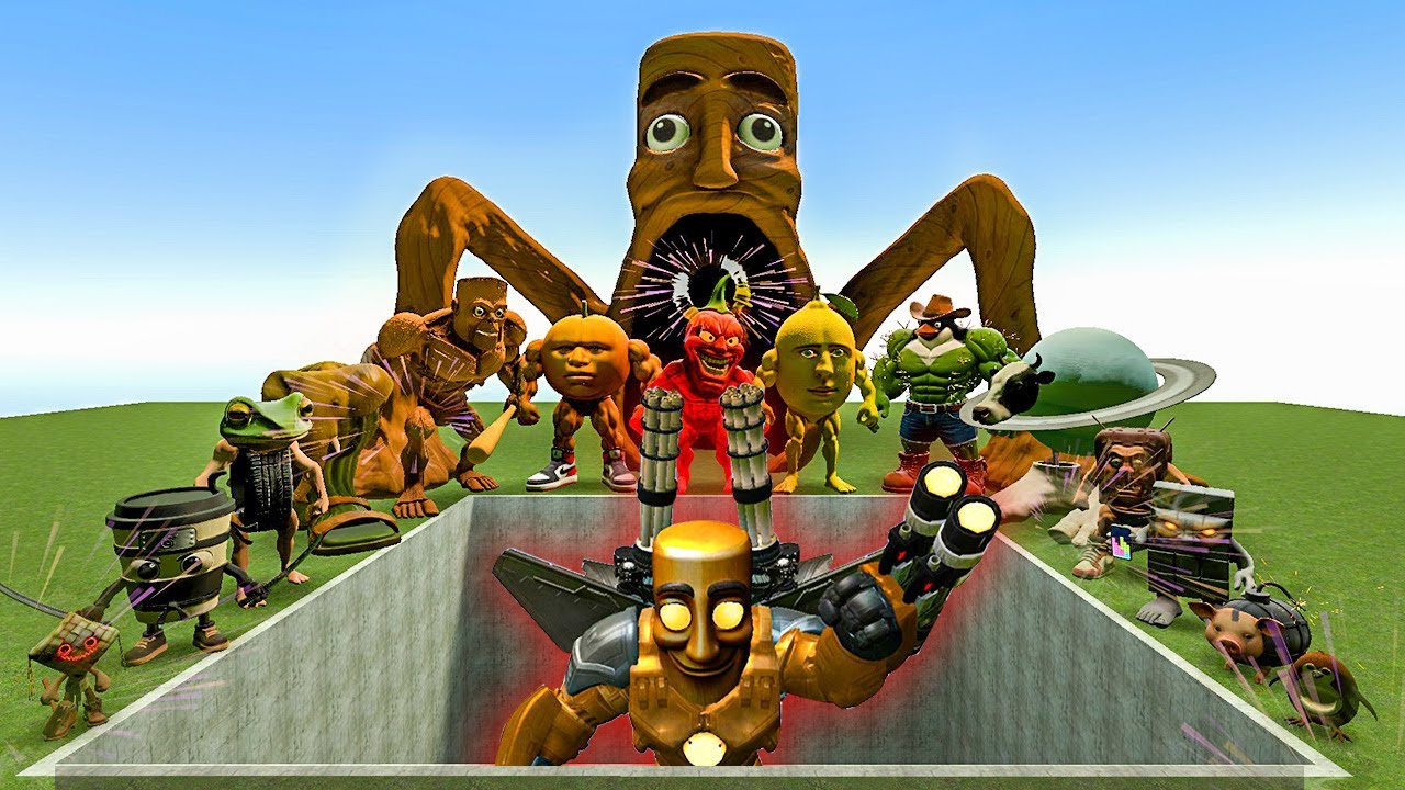 All New Italian AI Brainrot Memes vs Mecha Titan in the Giant Pit! TUNG TUNG SAHUR – Gmod