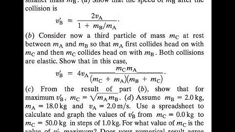 A particle of mass traveling with speed collides elastically head-on with a stationary particle of