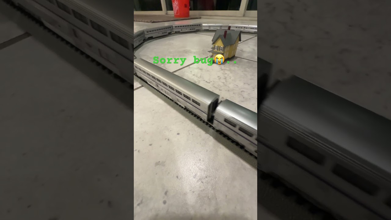 Bug vs N scale Amtrak… we all know who won that heroic battle…