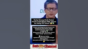 Rocky Gerung Sindir Pedas! ‘Kereta Cepat Bukan Milik Jokowi, Itu Utang 170 Tahun!’ 😱💸
