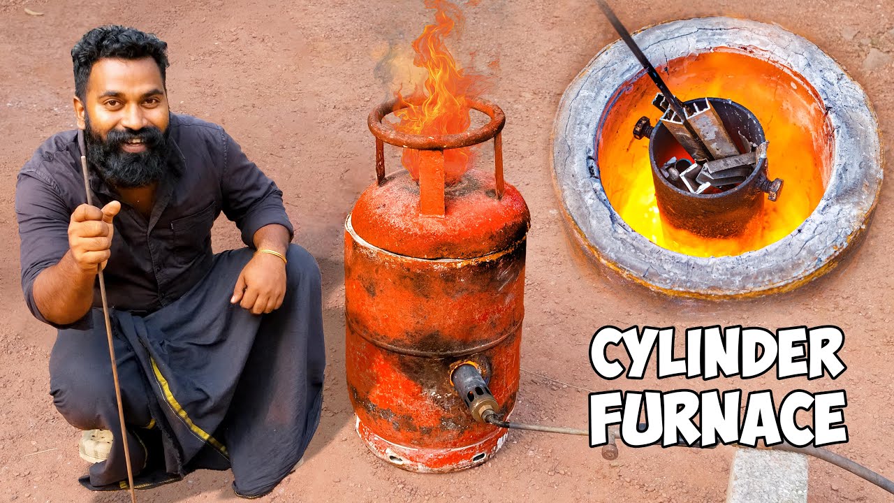 Making Metal Melting Furnace at Home | ഗ്യാസ് സിലിണ്ടർ മുറിച് ഫർനസ് ഉണ്ടാക്കി | M4 Tech |