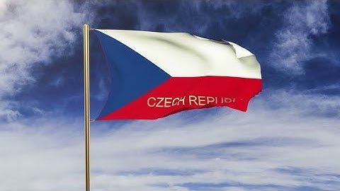 4K Czech Republic flag with title waving in the wind. Looping sun rises style. Animation loop Stock