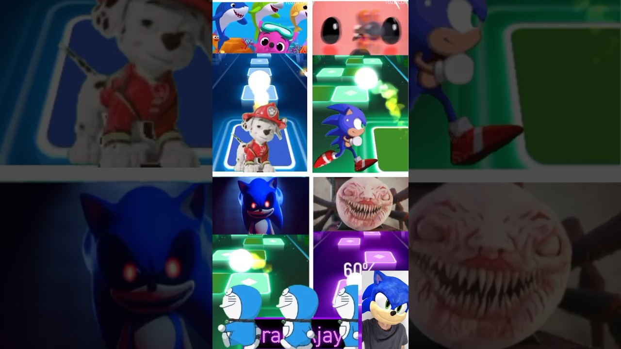 Pinkfong Exe, Cocomelon Exe, Sonic Exe, Choo Choo Charles X Coffin Dance Tiles Hop 340