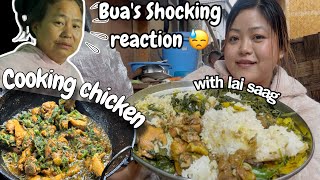 Bua came from Village and didn’t expected this😆✨// cooking chicken with Green saag 🥬 So tasty