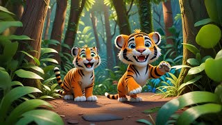 Two Tiny Tigers Roar Together | Tiger Song for Kids | Animal Nursery Rhyme and Baby Learning