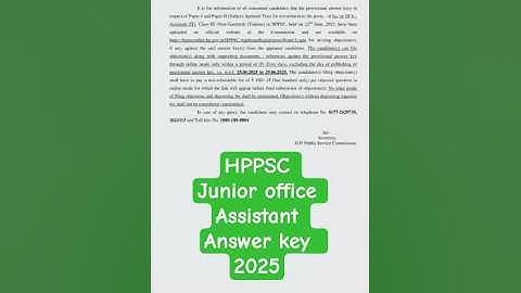 HPPSC JOA (IT) & Trainee answer key 2025 #hppsc #hp #answerkey
