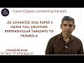 JEE Advanced 2026 Paper 2 Maths Full Solution, Perpendicular Tangents to Parabola