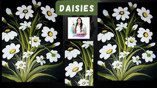 Simple and Easy Daisy using Filbert Brush |Daisy One Stroke Painting| Tutorial with details