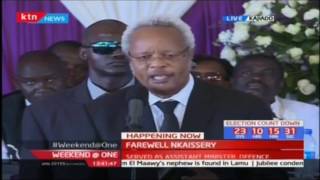 Former Tanzanian Prime Minister Edward Lowassa mourns the Interior CS Joseph Nkaissery's burial