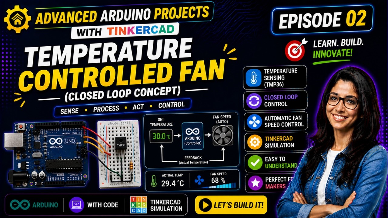 Embedded System Fan Led Project Arduino Projects with Tinkercad | Episode 2: Temperature Controlled Fan ...