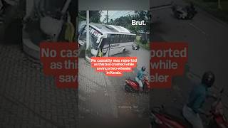 Kerala bus crashes while avoiding biker