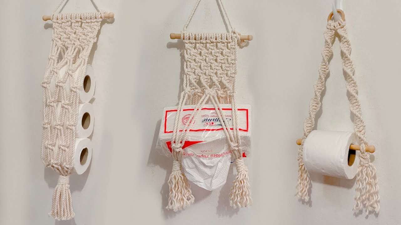 Hanging Paper Towel Holder Wall Mounted Macrame Paper Towel 