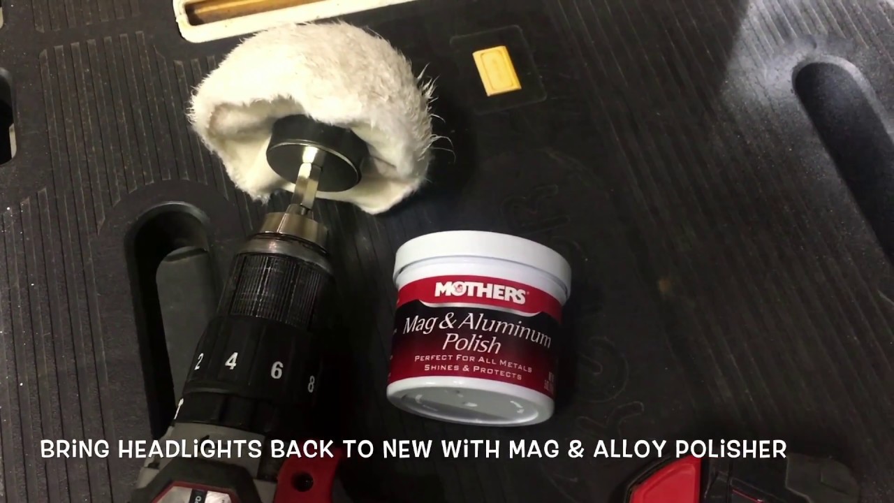 Headlight Restoration with mothers mag & alloy polisher!!! Bang!! YouTube