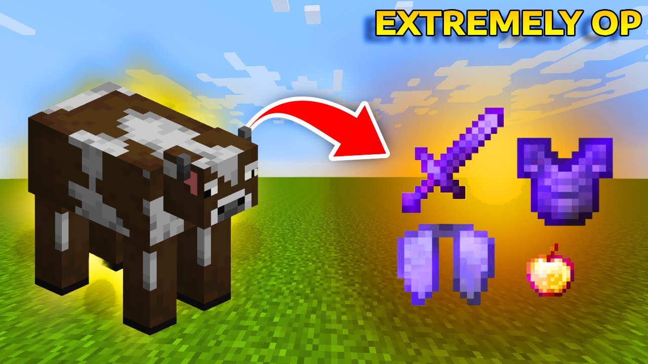 Minecraft But Cows Drop Extremely OP ITEMS....