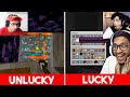 Unlucky vs lucky minecraft moments reaction