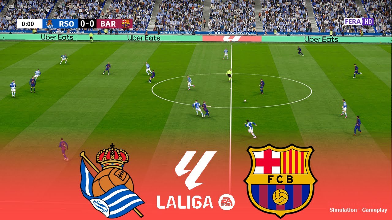REAL SOCIEDAD vs BARCELONA Live | La Liga 2026 | 18 January 2026 |Simulation PES 2021 Gameplay