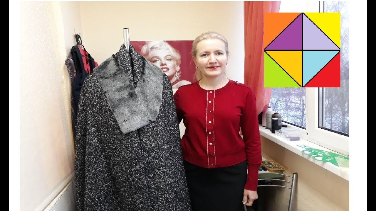 Раскрой женского зимнего пальто большого размера из ткани букле