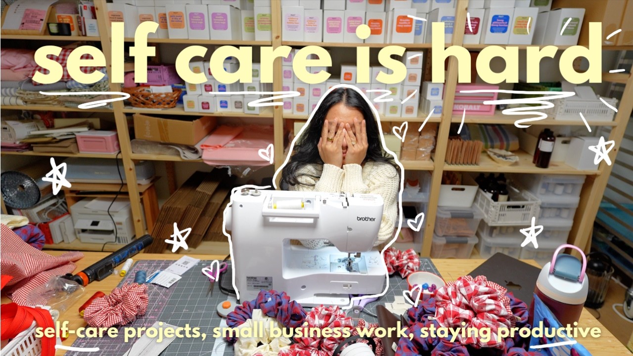 PRODUCTIVE self-care crafty vlog❤️⭐️💌 DIY heart pillow, solo date, handmade galentines, work vlog