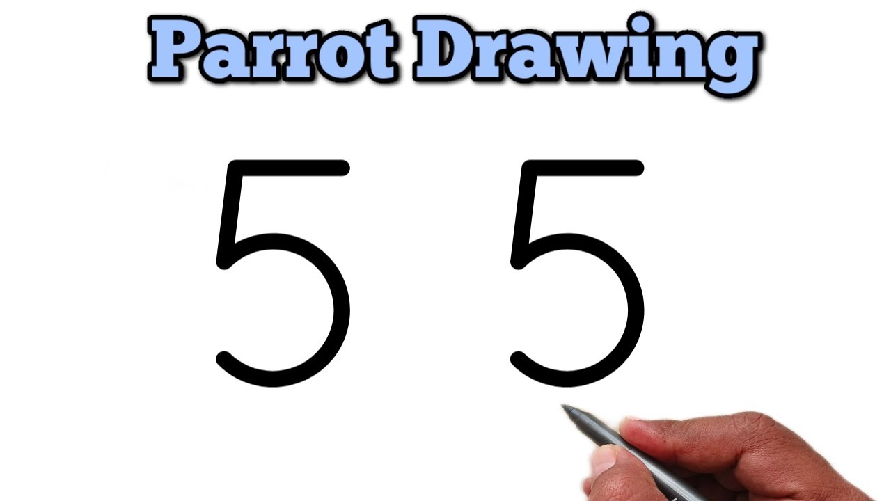 🪔🐦 How to Draw a Beautiful Parrot from Number 5 | Creative Diwali Art Idea