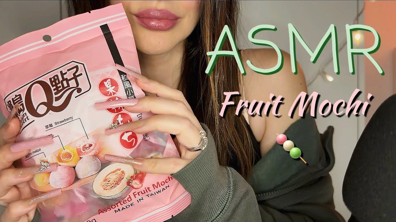 ASMR Eating Fruit Mochi 🍡 | Up-Close Soft & Chewy Sounds (No Talking)
