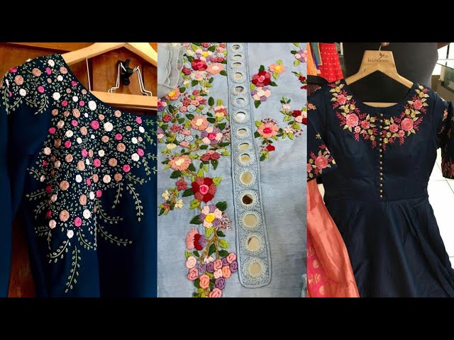 Hand Embroidery: Beautiful , Simple Neckline Embroidery - Kurti Embroidery  - Embroidery For Beginner - YouTube
