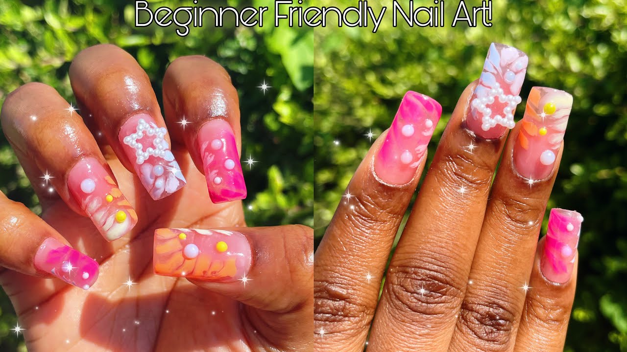EASIEST Summer Polygel Nails💖Beginner Friendly Nail Art & Polygel Tutorial 💅🏾