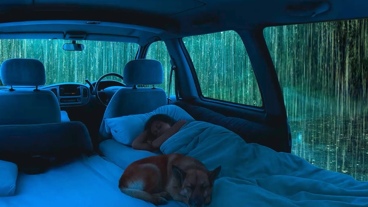 Быстро 🌙 засыпайте под расслабляющий дождь и звуки грома в уютном автомобиле