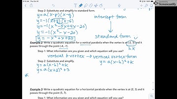 4.3 Notes - Writing Equations of Quadratics - Video #1