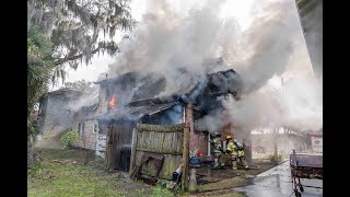 Jacksonville Fire Rescue Department battles 2 story abandoned house fire