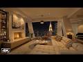 Expensive NYC Apartment on Rainy Night 🌃 Elegant Piano Jazz with Rain & Fireplace Sounds for Sleep