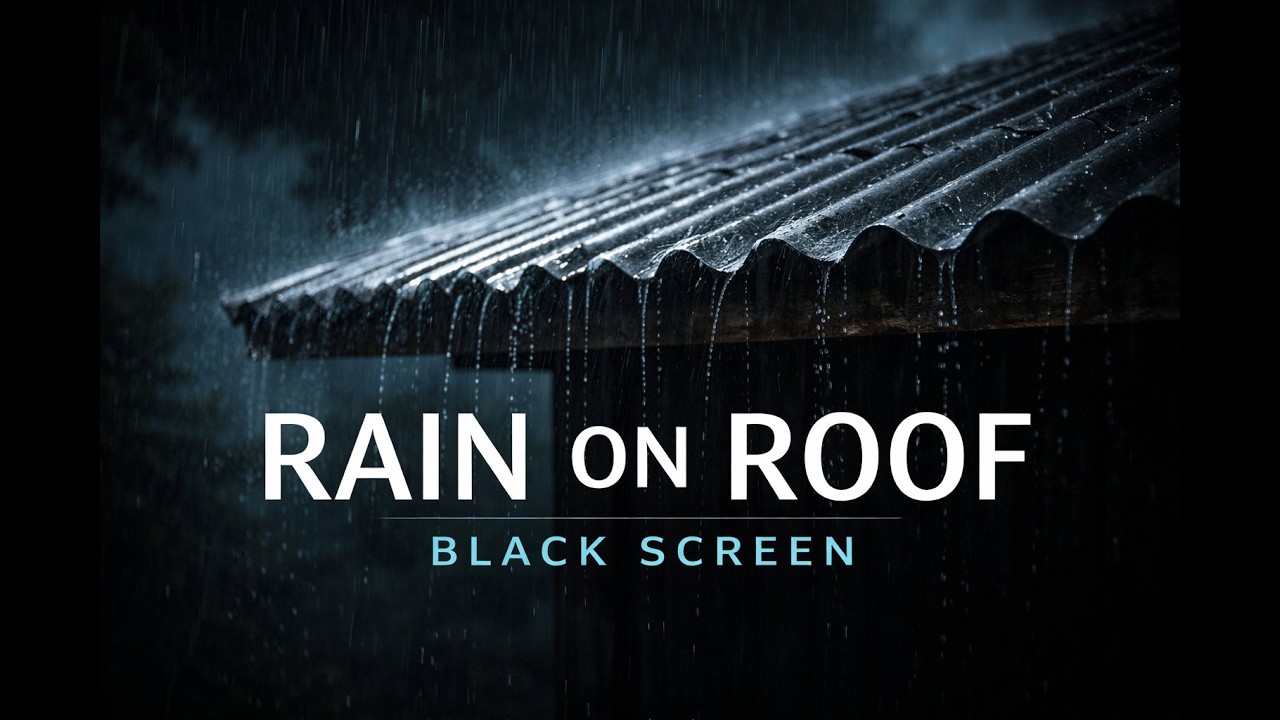 Rain on Roof Black Screen 🌧️ | Heavy Rain Sound for Sleep, Relax & Study (No Music)