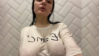 See=Through Dry Vs. Wet Try On Haul | Transparent Try On Haul Shirts | Shower With Me