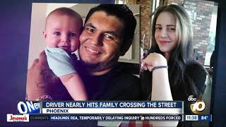 Dramatic video shows red-light runner nearly hitting family pushing stroller