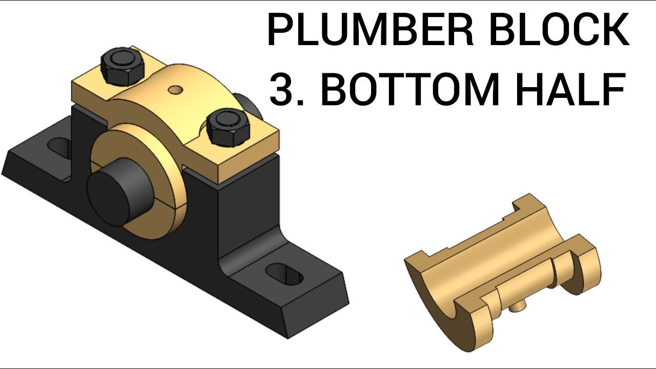 PLUMMER BLOCK - 3 BEARING BOTTOM HALF - SOLIDWORKS - YouTube