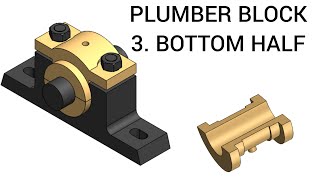 PLUMMER BLOCK - 3 BEARING BOTTOM HALF - SOLIDWORKS