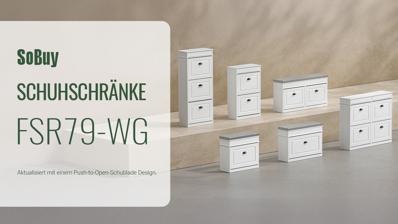 SoBuy Schuhschrank Schmal丨Schuhkipper丨Schuhregal丨Schuhbank mit Sitzfläche丨Schuhregal schmal丨FSR79-WG