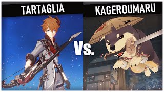 Tartaglia childe Vs Kageroumaru solono Damage Takenno Buffs  Genshin Impact