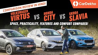 Volkswagen Virtus vs Honda City vs Skoda Slavia Comparison Review | Space, Features & Comfort !