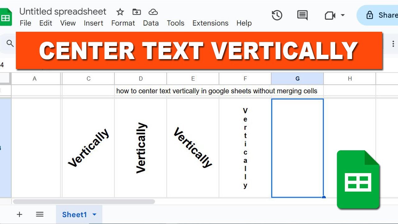 how to center text vertically in google sheets without merging cells ...