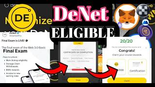 DeNet Academy New Update। DeNet Question Update। DeNet Eligible New Update । DeNet TGE Update।