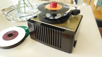 RCA 45-EY-2 record player playing a few 45 RPM records.